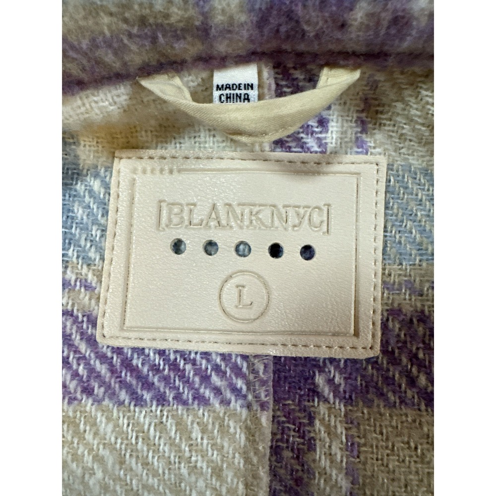 BLANKNYC Plaid Shacket Long Sleeve Shirt Jacket Purple Tan Blue Womens L - Picture 5 of 8